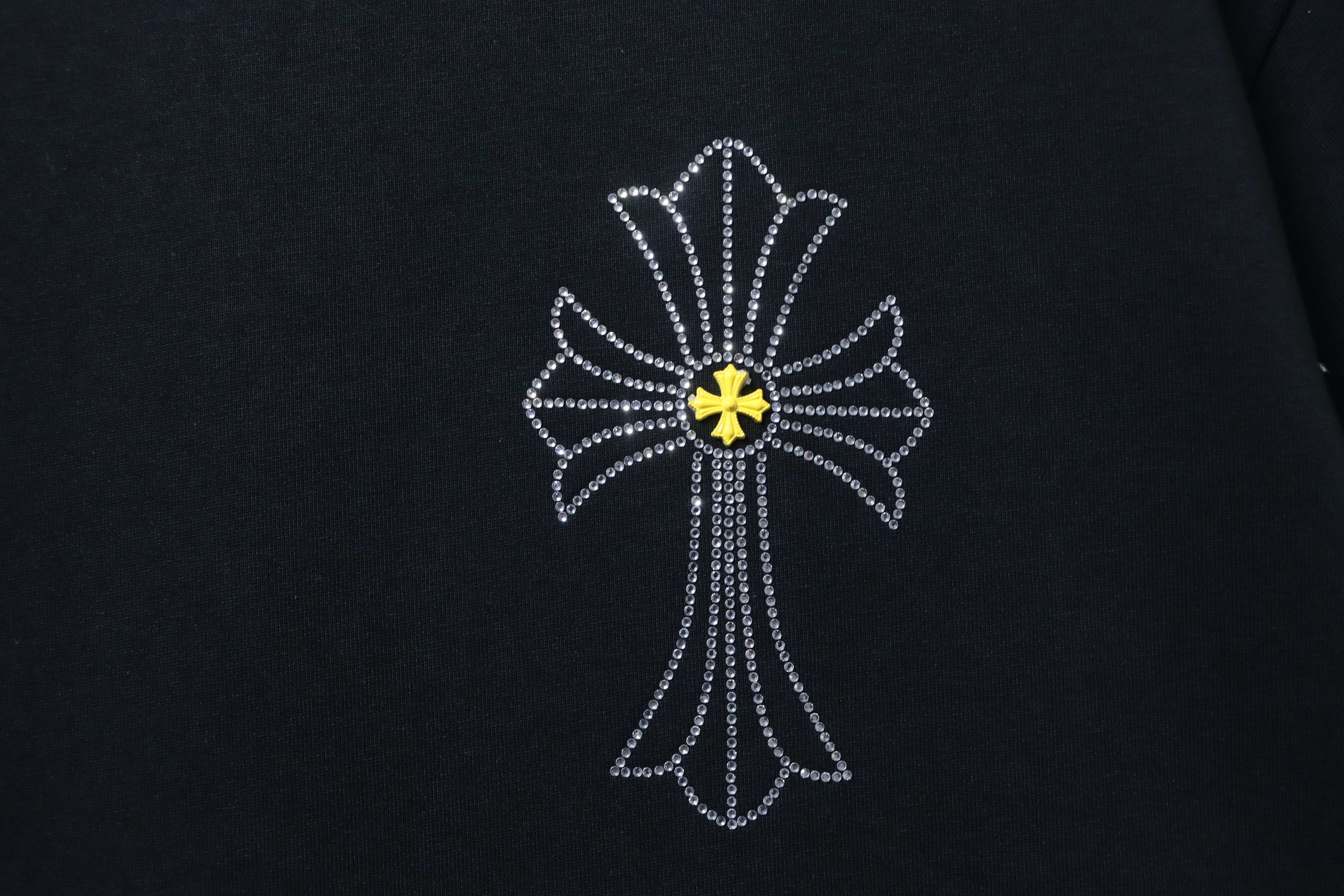 Chrome Hearts 26SS Cross Rhinestone Logo Short Sleeve T-Shirt Style 2