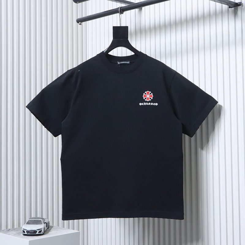 Chrome Hearts 26SS Cross Sanskrit Applique Embroidered CH Short Sleeve T-Shirt Style 1