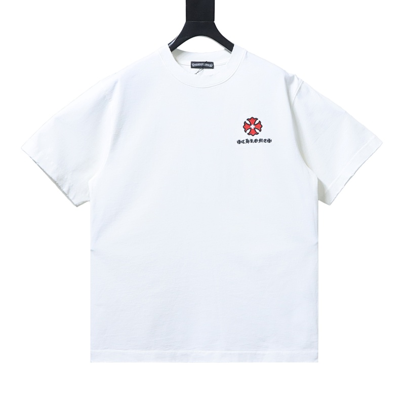 Chrome Hearts 26SS Cross Sanskrit Applique Embroidered CH Short Sleeve T-Shirt Style 2