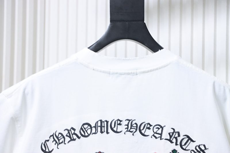 Chrome Hearts 26SS Cross Sanskrit Applique Embroidered CH Short Sleeve T-Shirt Style 2