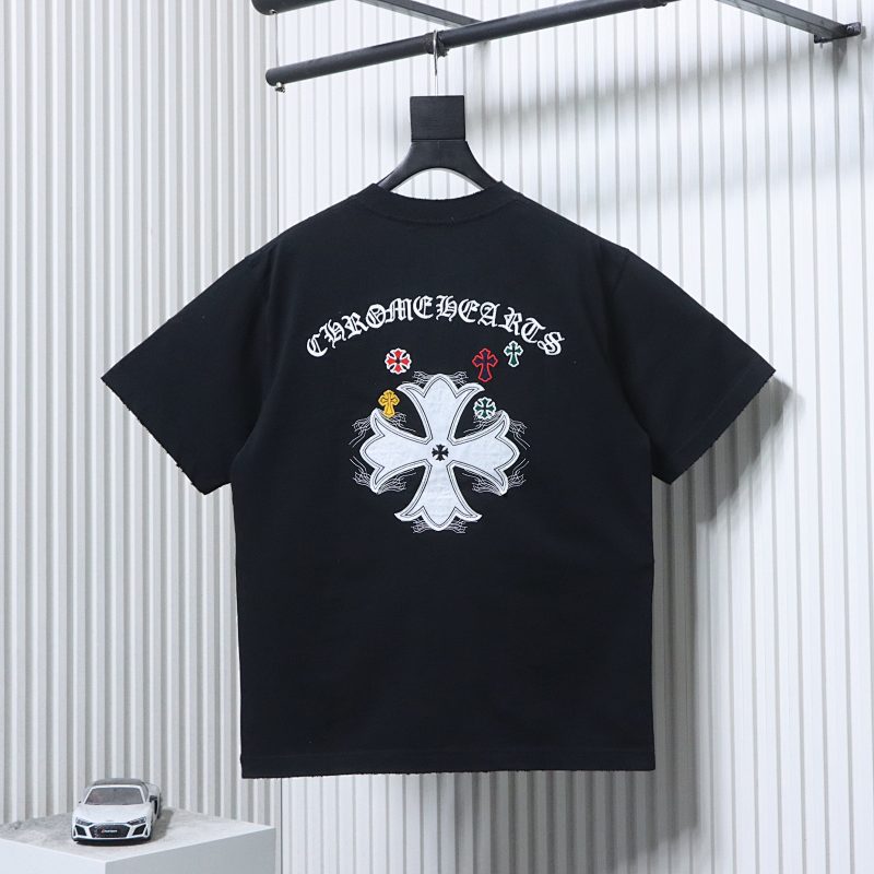 Chrome Hearts 26SS Cross Sanskrit Applique Embroidered CH Short Sleeve T-Shirt Style 4