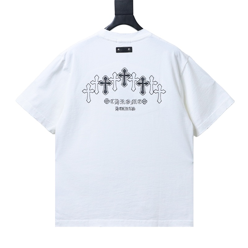 Chrome Hearts 26SS Cross Sanskrit Embroidered CH Short Sleeve T-Shirt Style 1