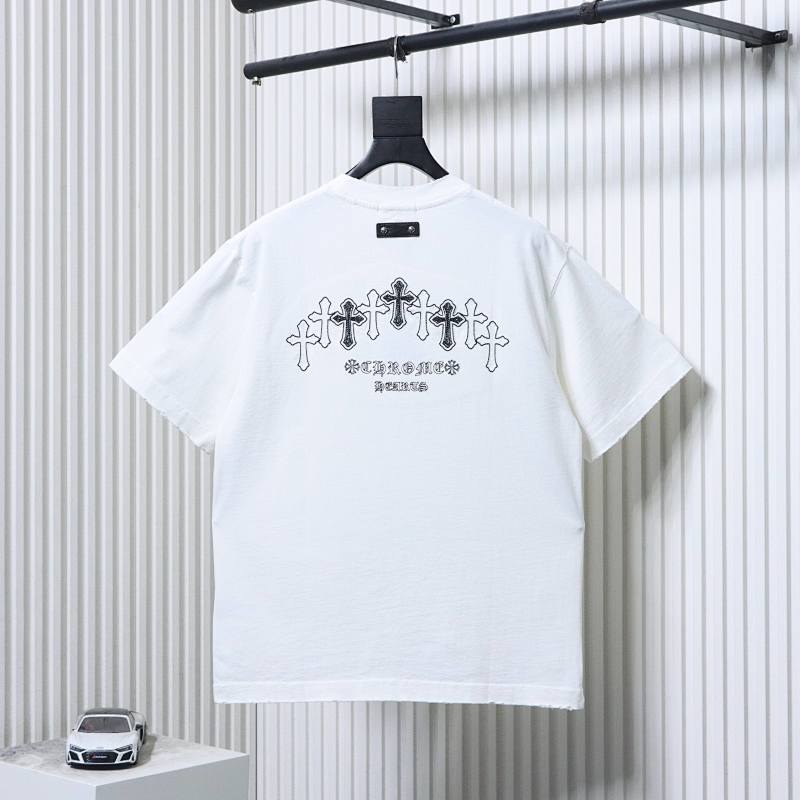 Chrome Hearts 26SS Cross Sanskrit Embroidered CH Short Sleeve T-Shirt Style 1