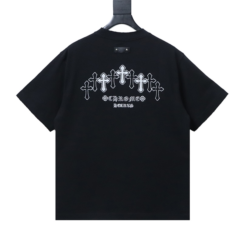 Chrome Hearts 26SS Cross Sanskrit Embroidered CH Short Sleeve T-Shirt Style 2