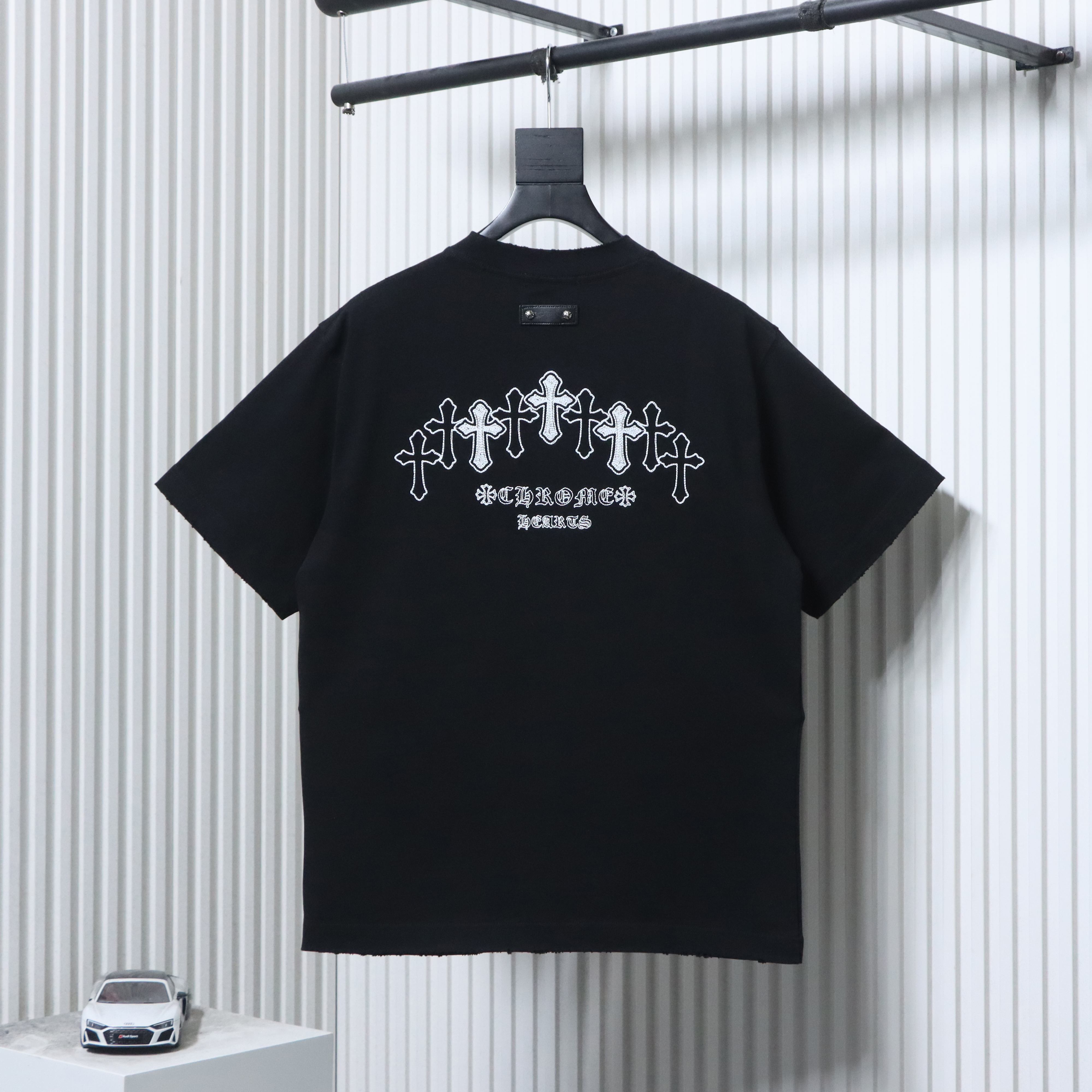 Chrome Hearts 26SS Cross Sanskrit Embroidered CH Short Sleeve T-Shirt Style 2