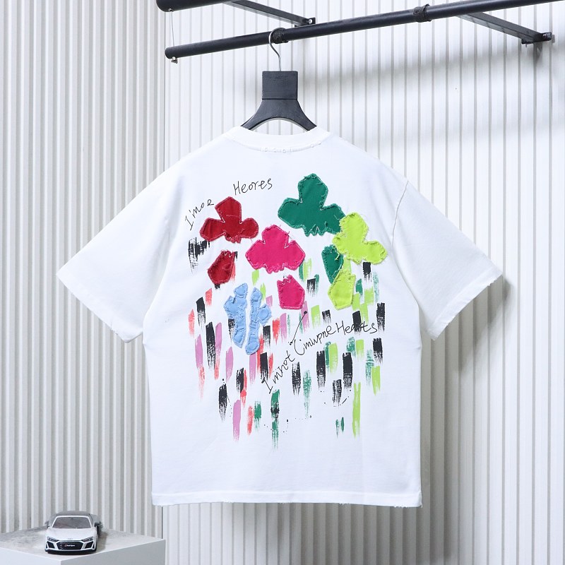 Chrome Hearts 26SS Floral Applique Heavy Craft Embroidered Short Sleeve T-Shirt Style 1