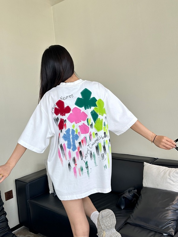 Chrome Hearts 26SS Floral Applique Heavy Craft Embroidered Short Sleeve T-Shirt Style 1