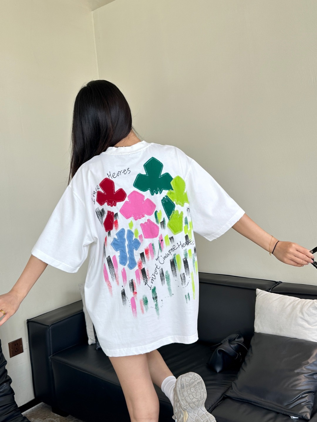 Chrome Hearts 26SS Floral Applique Heavy Craft Embroidered Short Sleeve T-Shirt Style 1