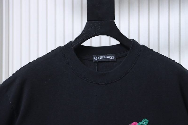 Chrome Hearts 26SS Floral Applique Heavy Craft Embroidered Short Sleeve T-Shirt Style 2