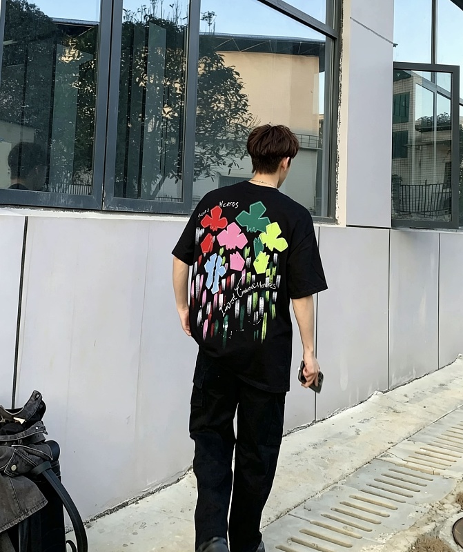 Chrome Hearts 26SS Floral Applique Heavy Craft Embroidered Short Sleeve T-Shirt Style 2