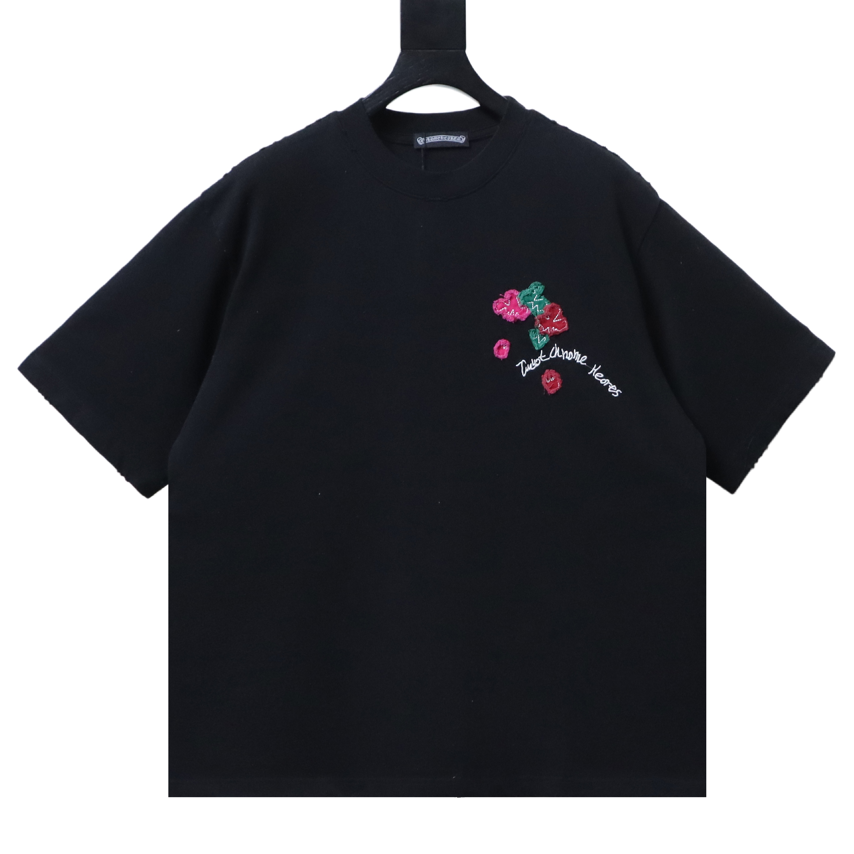 Chrome Hearts 26SS Floral Applique Heavy Craft Embroidered Short Sleeve T-Shirt Style 2