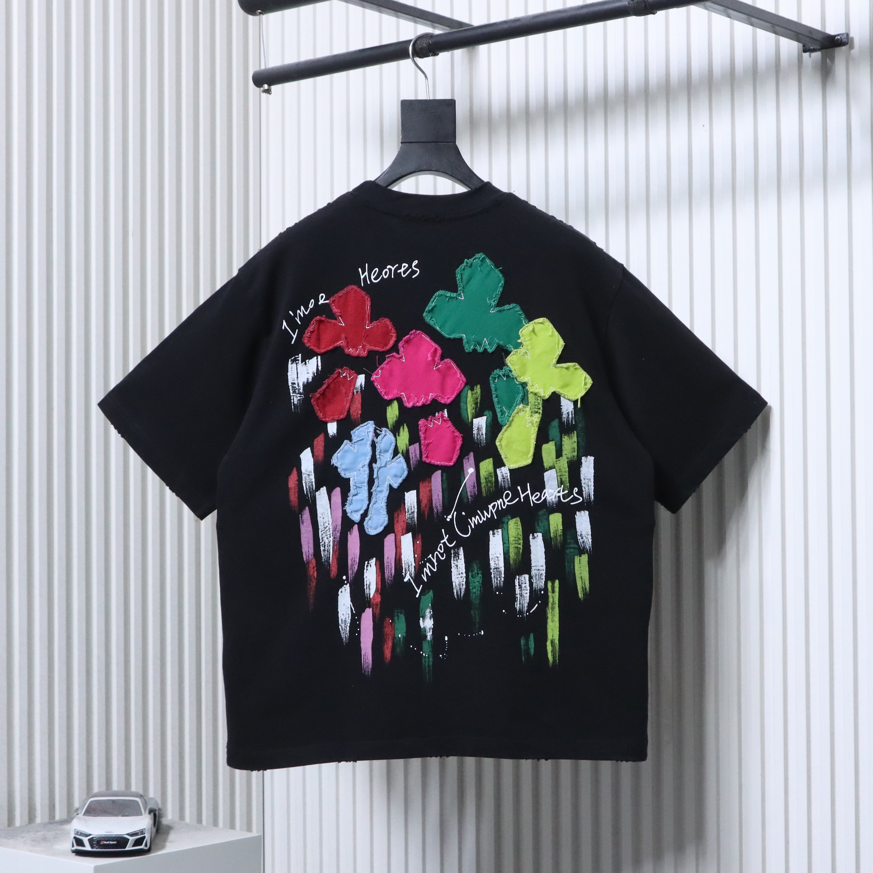 Chrome Hearts 26SS Floral Applique Heavy Craft Embroidered Short Sleeve T-Shirt Style 2