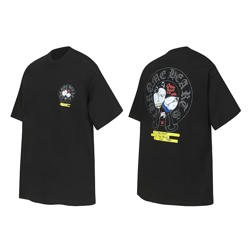 Chrome Hearts Black White Graphic 2229 Short Sleeve T-Shirt