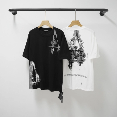 Chrome Hearts Black White Graphic 2234 Short Sleeve T-Shirt 01