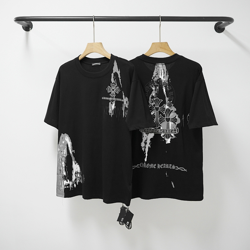 Chrome Hearts Black White Graphic 2234 Short Sleeve T-Shirt