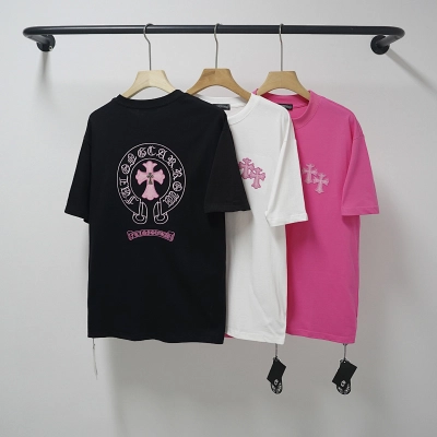 Chrome Hearts Black White Pink Black White 2207 Short Sleeve T-Shirt 01