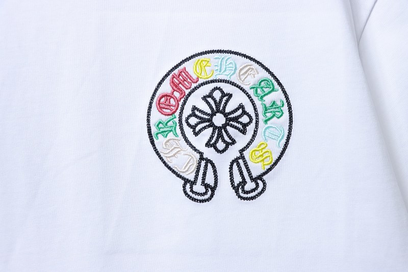 Chrome Hearts Colorful Cross Cluster Colorful Cross Cross Embroidered Short Sleeve T-Shirt Style 1