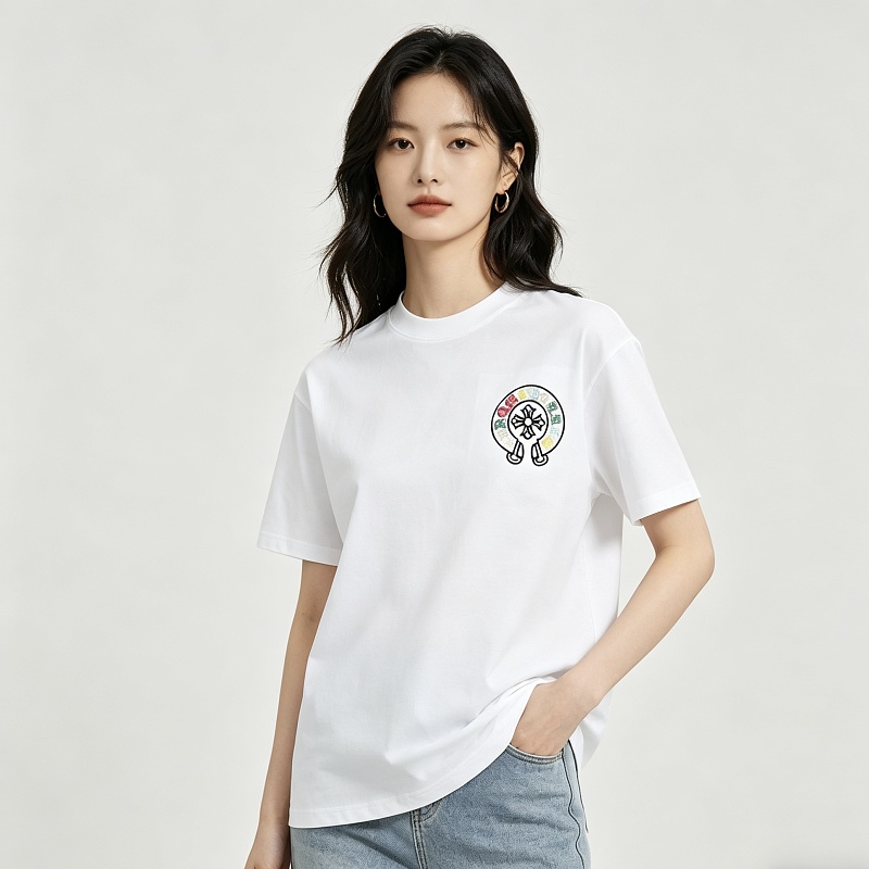 Chrome Hearts Colorful Cross Cluster Colorful Cross Cross Embroidered Short Sleeve T-Shirt Style 1