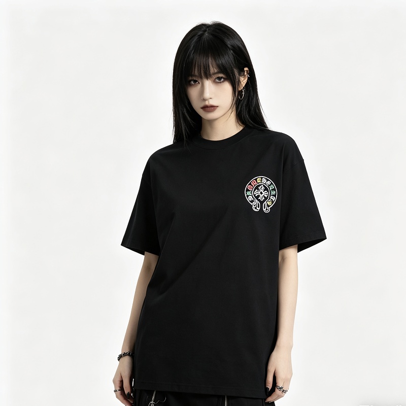 Chrome Hearts Colorful Cross Cluster Colorful Cross Cross Embroidered Short Sleeve T-Shirt Style 2