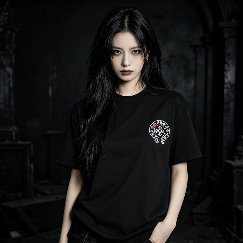Chrome Hearts Colorful Cross Cluster Colorful Cross Cross Embroidered Short Sleeve T-Shirt Style 2