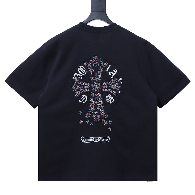 Chrome Hearts Colorful Cross Cross Applique CH Short Sleeve T-Shirt Style 1