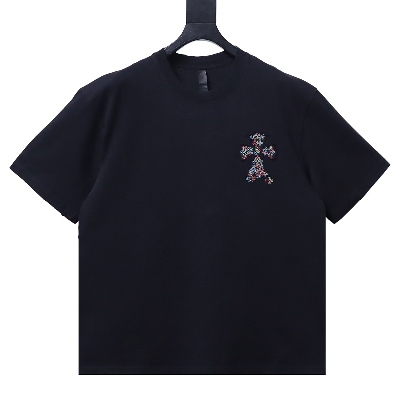 Chrome Hearts Colorful Cross Cross Applique CH Short Sleeve T-Shirt Style 1