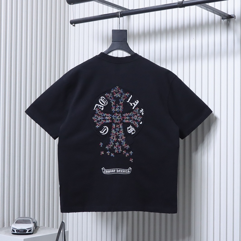 Chrome Hearts Colorful Cross Cross Applique CH Short Sleeve T-Shirt Style 1