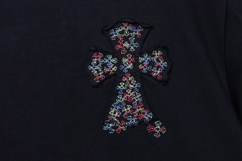 Chrome Hearts Colorful Cross Cross Applique CH Short Sleeve T-Shirt Style 1