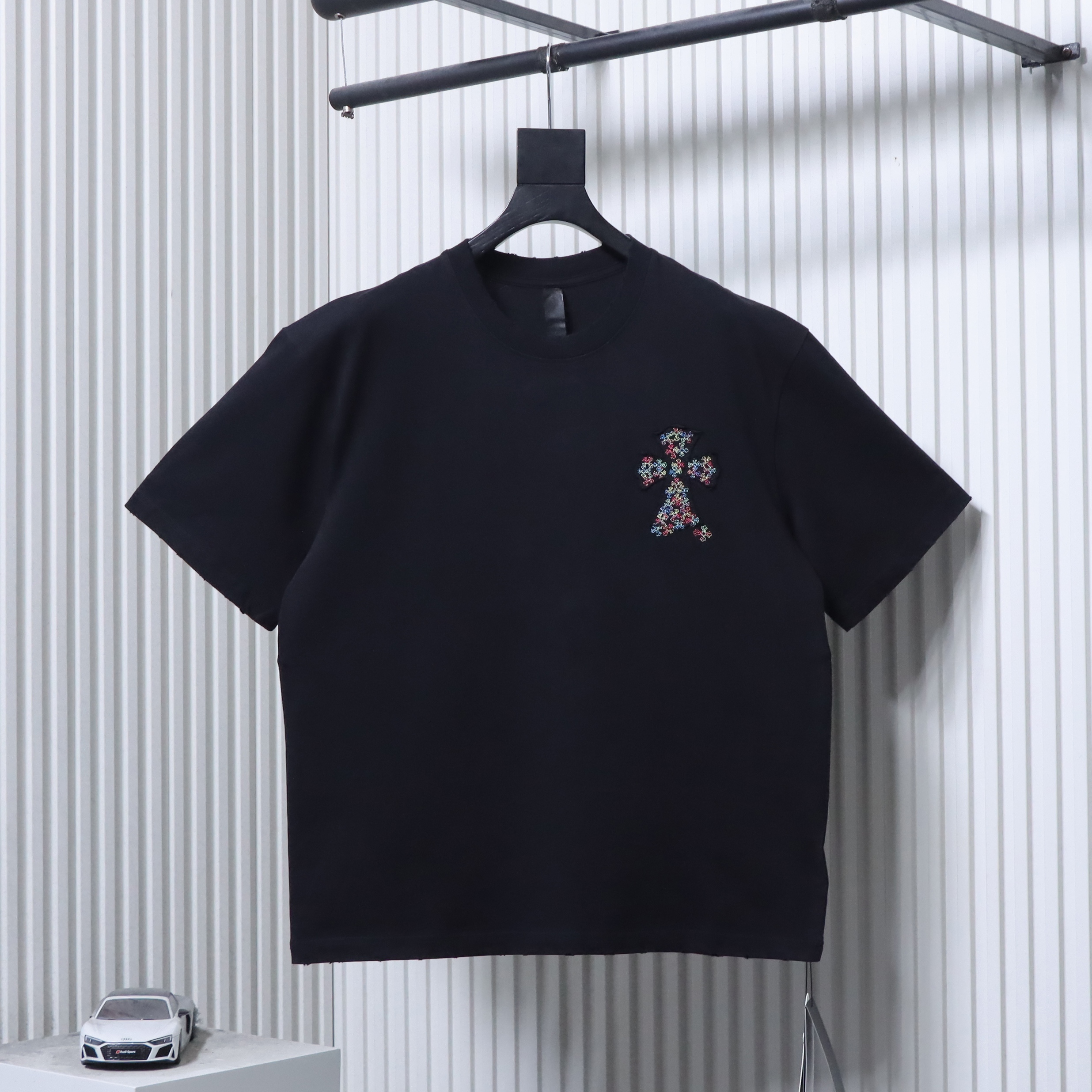 Chrome Hearts Colorful Cross Cross Applique CH Short Sleeve T-Shirt Style 1