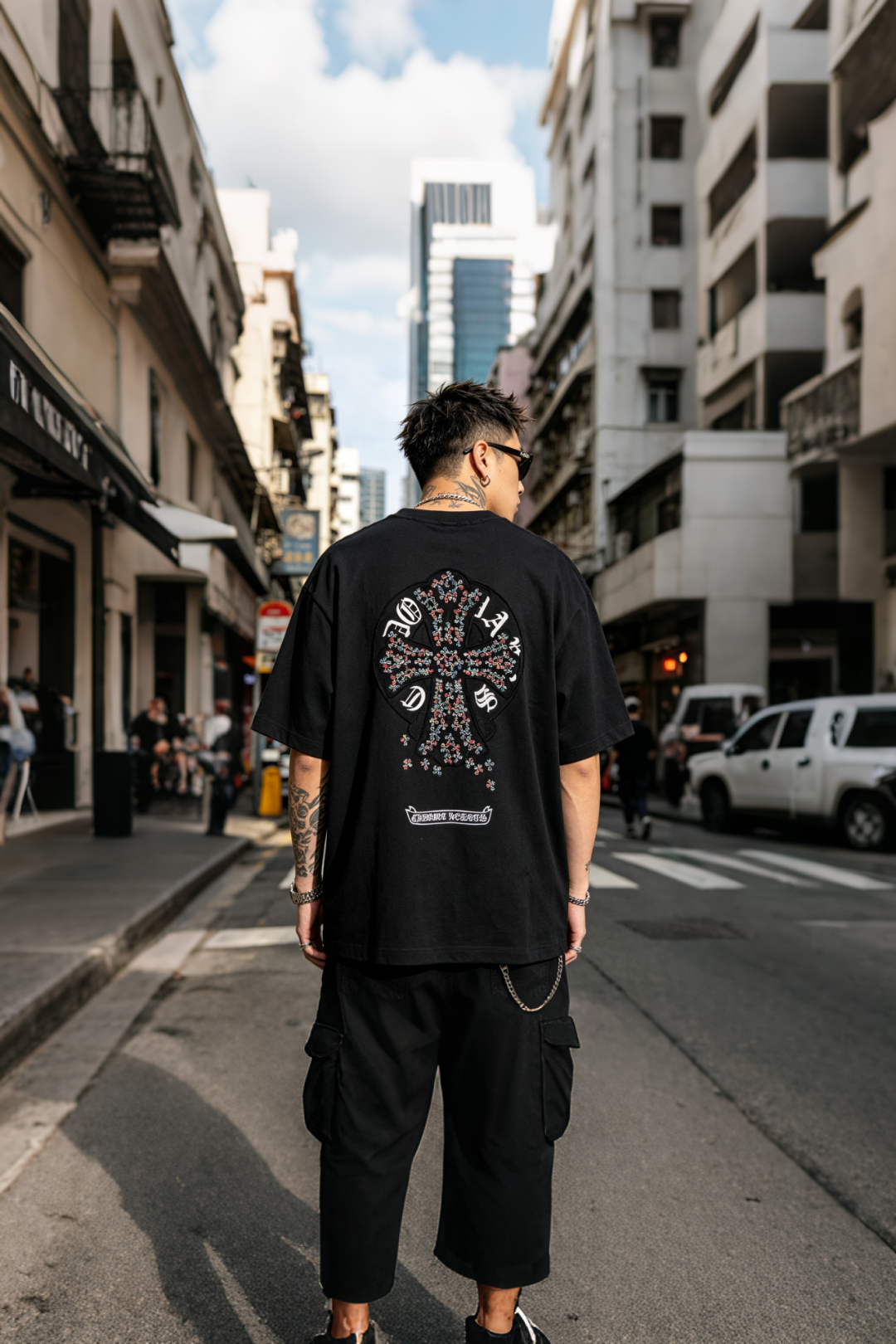 Chrome Hearts Colorful Cross Cross Applique CH Short Sleeve T-Shirt Style 1