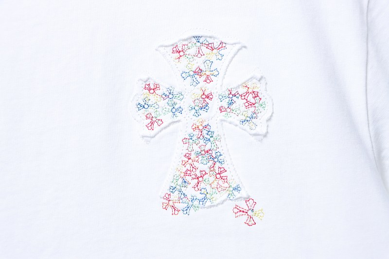 Chrome Hearts Colorful Cross Cross Applique CH Short Sleeve T-Shirt Style 2