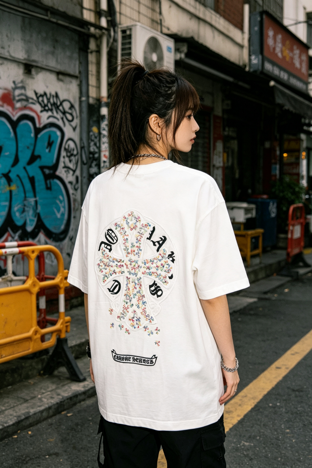 Chrome Hearts Colorful Cross Cross Applique CH Short Sleeve T-Shirt Style 2