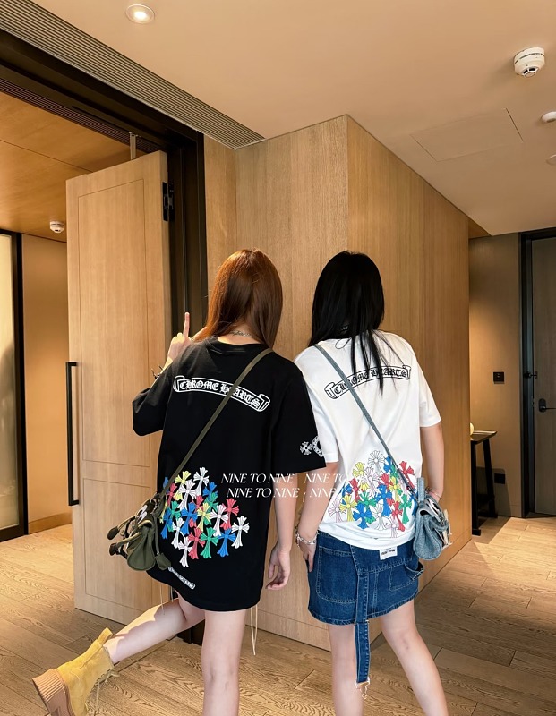 Chrome Hearts Colorful Cross Cross Print CH Short Sleeve T-Shirt