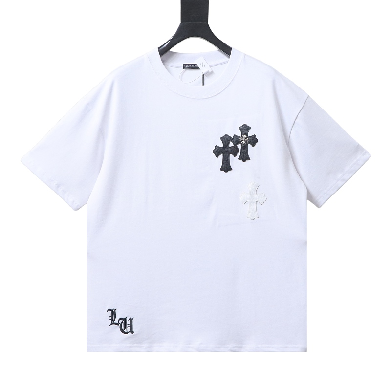 Chrome Hearts Cross Leather Label Hardware Short Sleeve T-Shirt Style 1