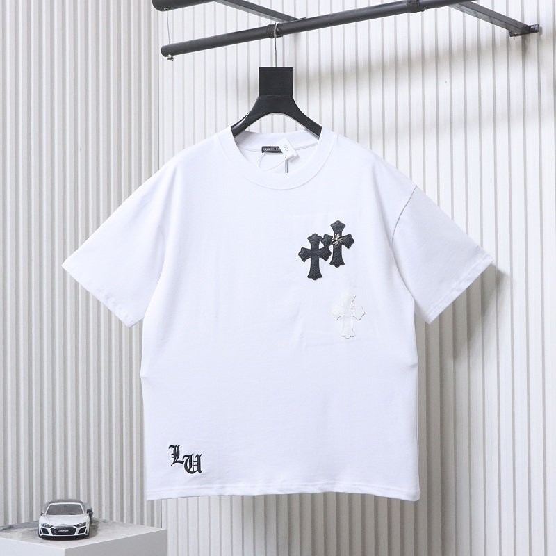 Chrome Hearts Cross Leather Label Hardware Short Sleeve T-Shirt Style 1