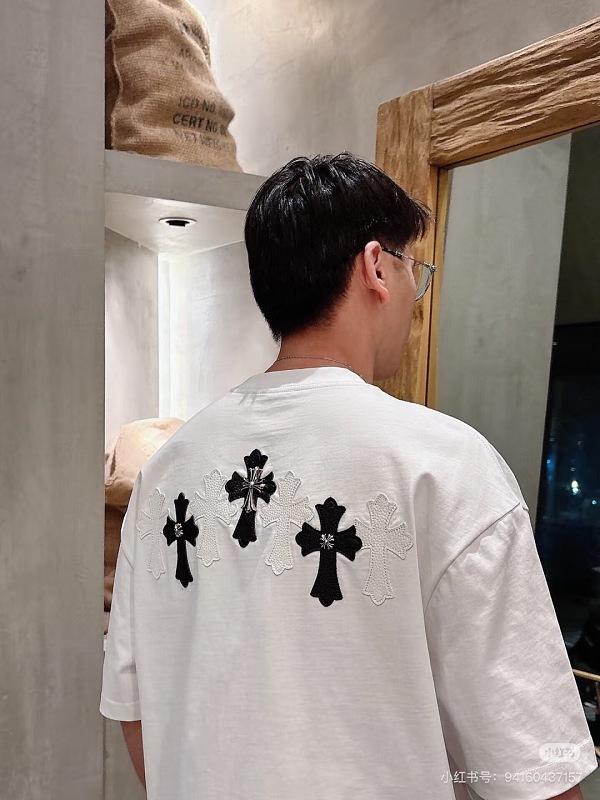 Chrome Hearts Cross Leather Label Hardware Short Sleeve T-Shirt Style 1
