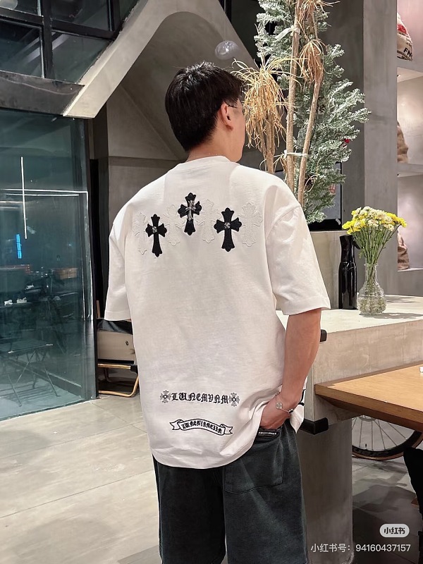 Chrome Hearts Cross Leather Label Hardware Short Sleeve T-Shirt Style 1