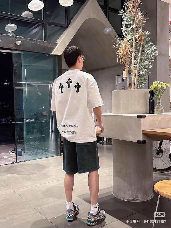 Chrome Hearts Cross Leather Label Hardware Short Sleeve T-Shirt Style 1