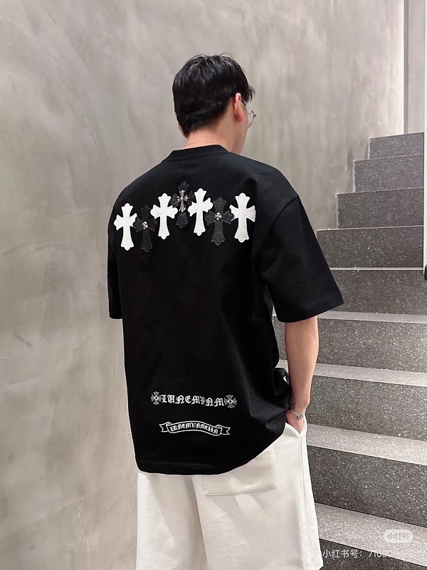 Chrome Hearts Cross Leather Label Hardware Short Sleeve T-Shirt Style 2