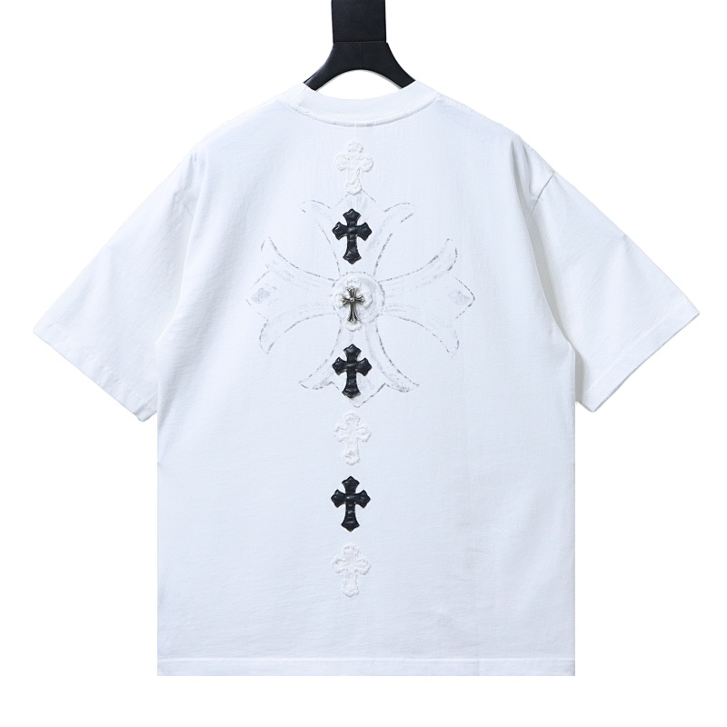 Chrome Hearts Cross Leather Label Label Strip Short Sleeve T-Shirt Style 1