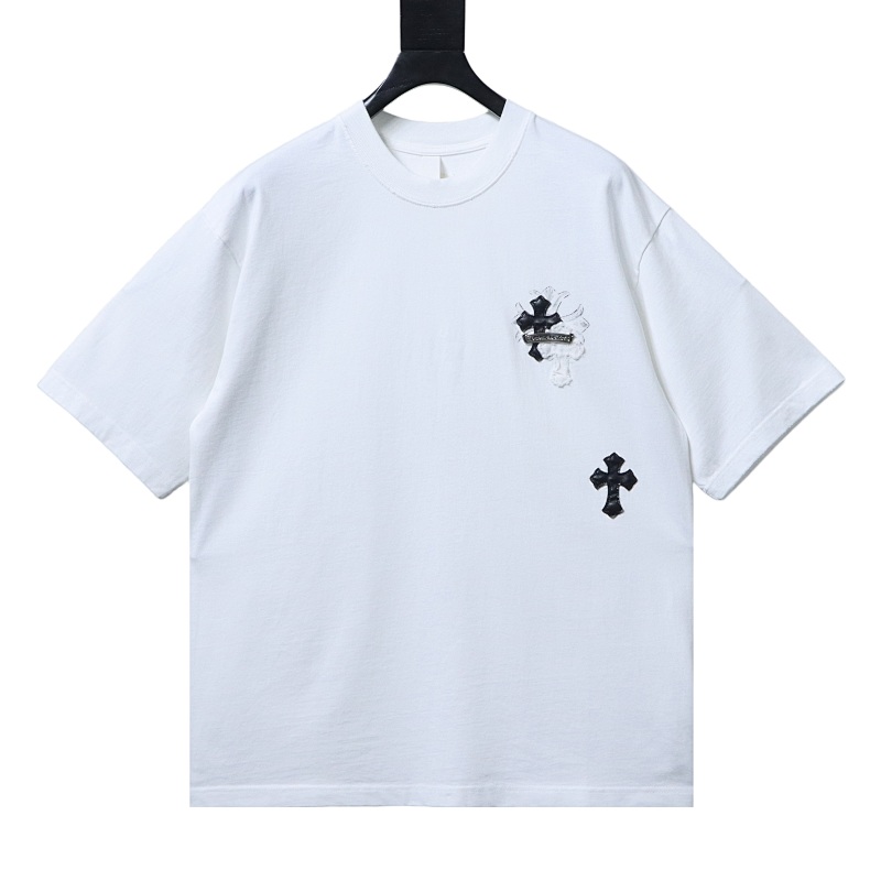 Chrome Hearts Cross Leather Label Label Strip Short Sleeve T-Shirt Style 1