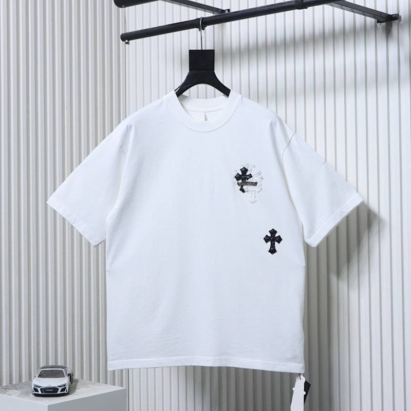Chrome Hearts Cross Leather Label Label Strip Short Sleeve T-Shirt Style 1