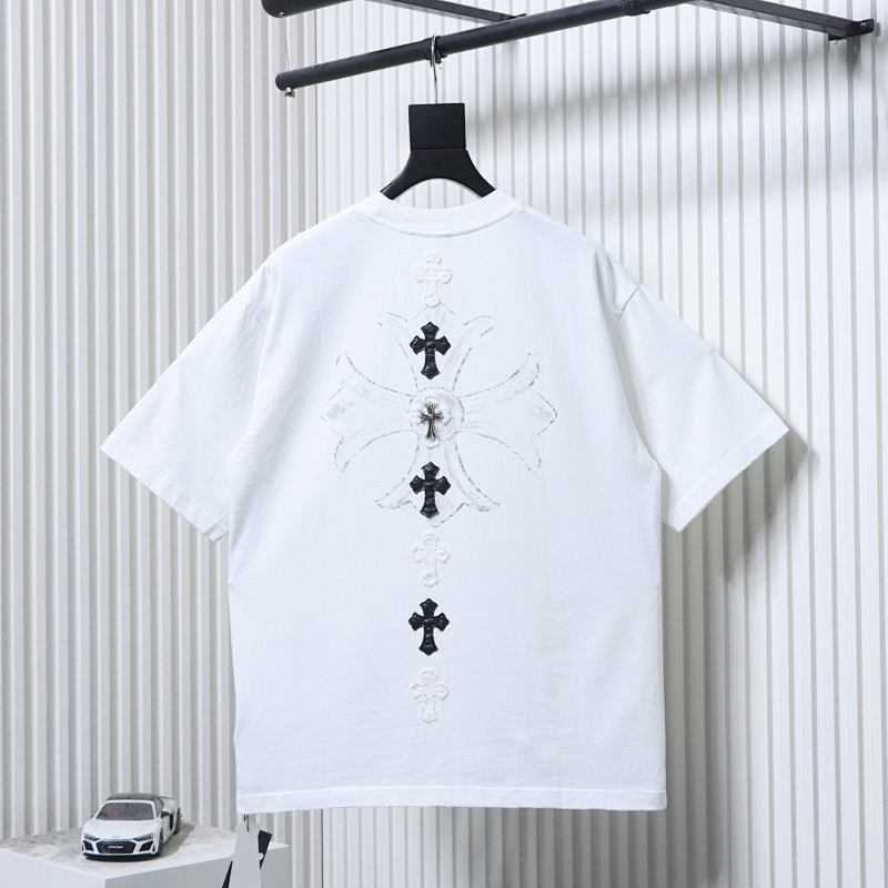Chrome Hearts Cross Leather Label Label Strip Short Sleeve T-Shirt Style 1