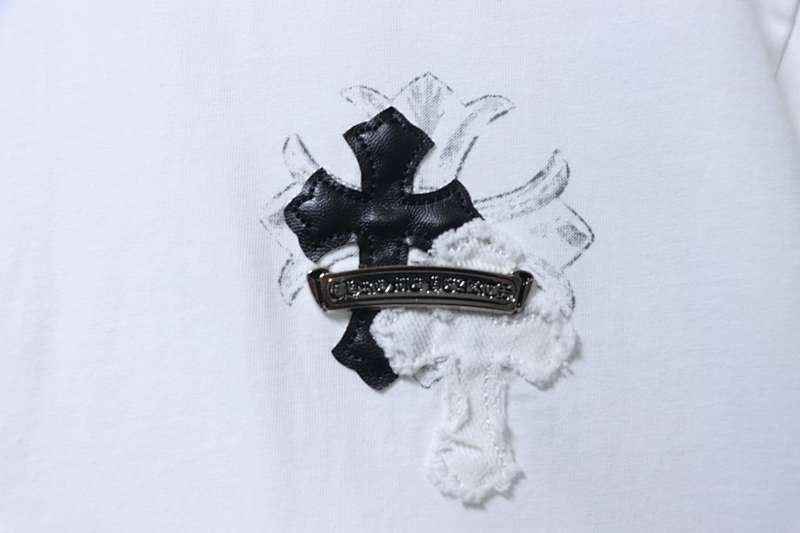 Chrome Hearts Cross Leather Label Label Strip Short Sleeve T-Shirt Style 1