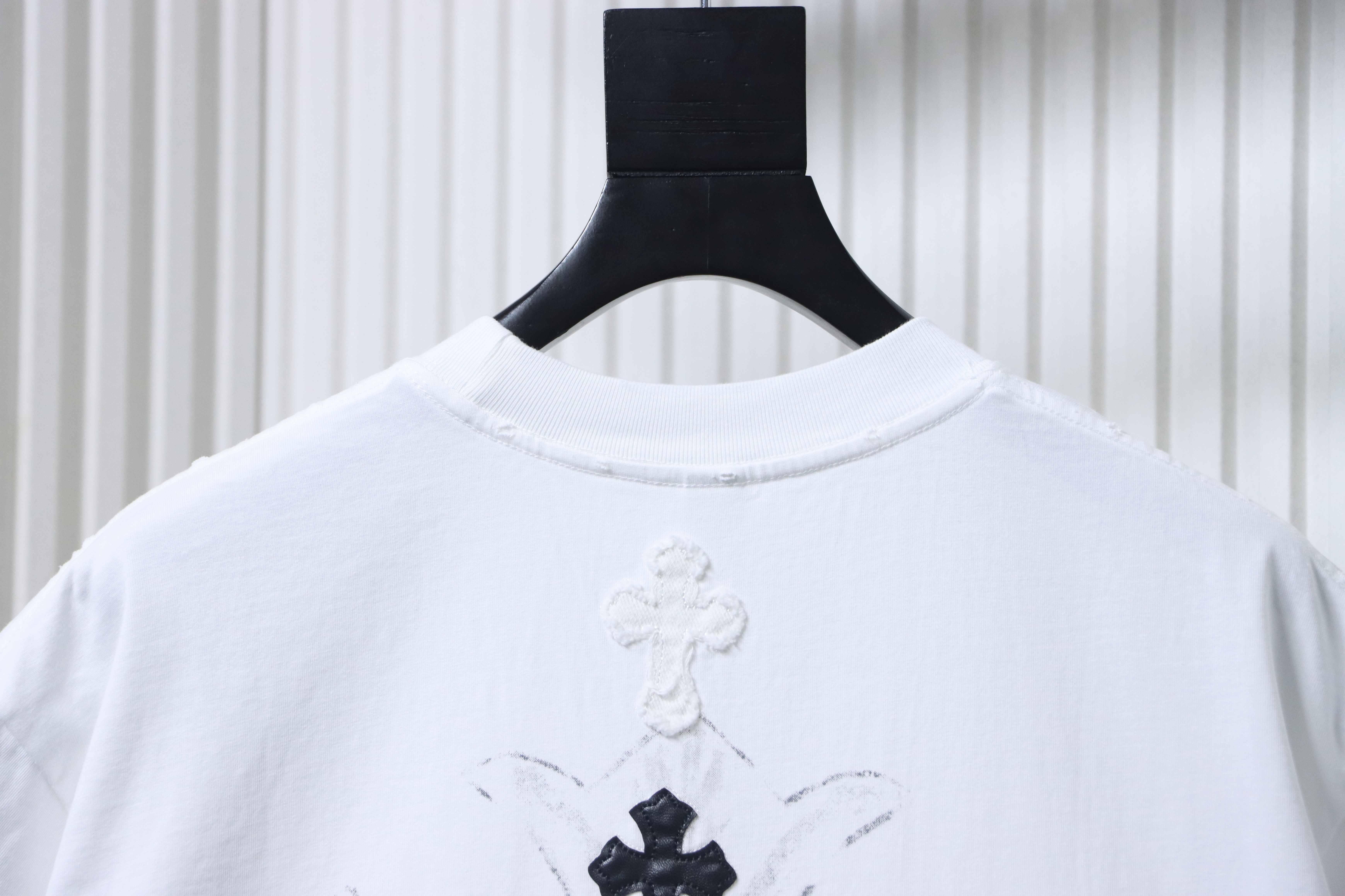 Chrome Hearts Cross Leather Label Label Strip Short Sleeve T-Shirt Style 1