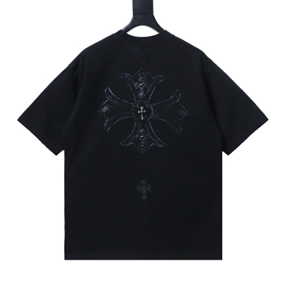 Chrome Hearts Cross Leather Label Label Strip Short Sleeve T-Shirt Style 2 01