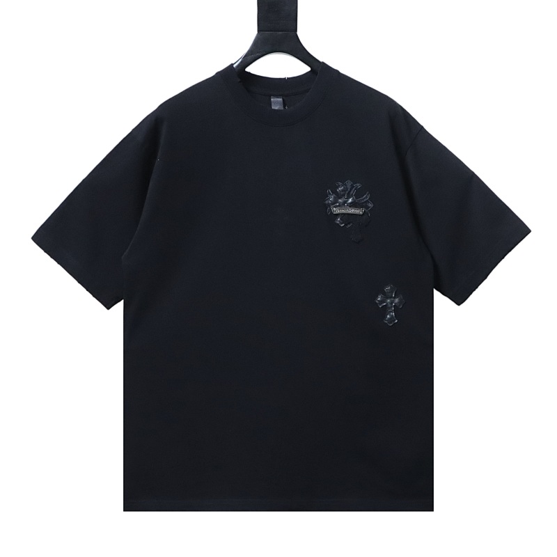Chrome Hearts Cross Leather Label Label Strip Short Sleeve T-Shirt Style 2