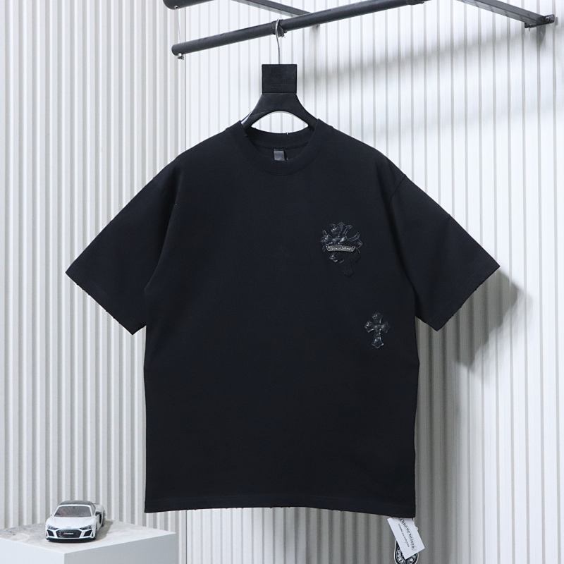 Chrome Hearts Cross Leather Label Label Strip Short Sleeve T-Shirt Style 2