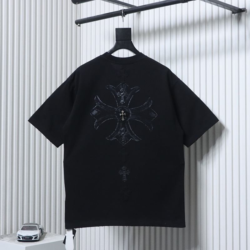 Chrome Hearts Cross Leather Label Label Strip Short Sleeve T-Shirt Style 2