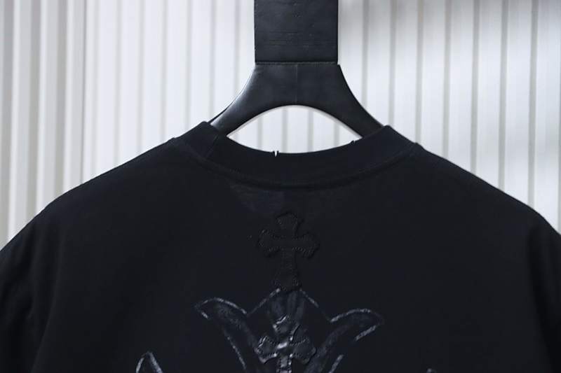 Chrome Hearts Cross Leather Label Label Strip Short Sleeve T-Shirt Style 2